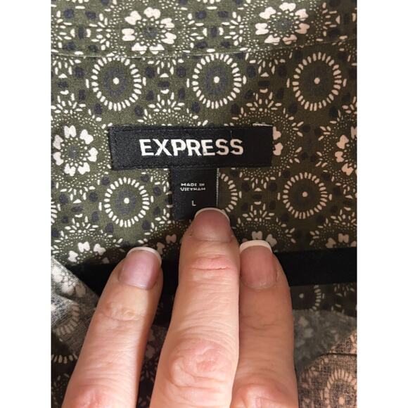 Express Men's Floral Geometric Long Sleeve Button up Shirt Large - Picture 4 of 5